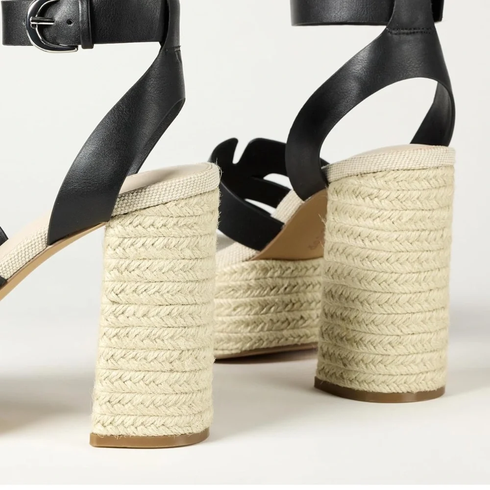 The Drop ‘Bea’ woven black and tan platform heel NEW with tags size 10